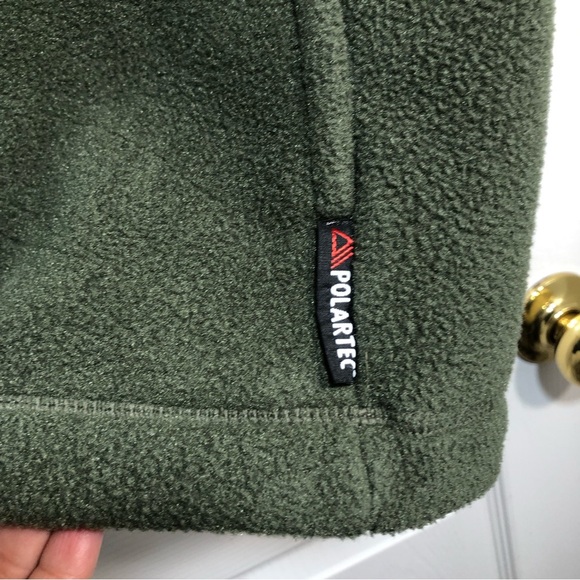 Timberland Men's Polartec Army Green Fleece Full Zip Pockets Vest - Picture 6 of 11